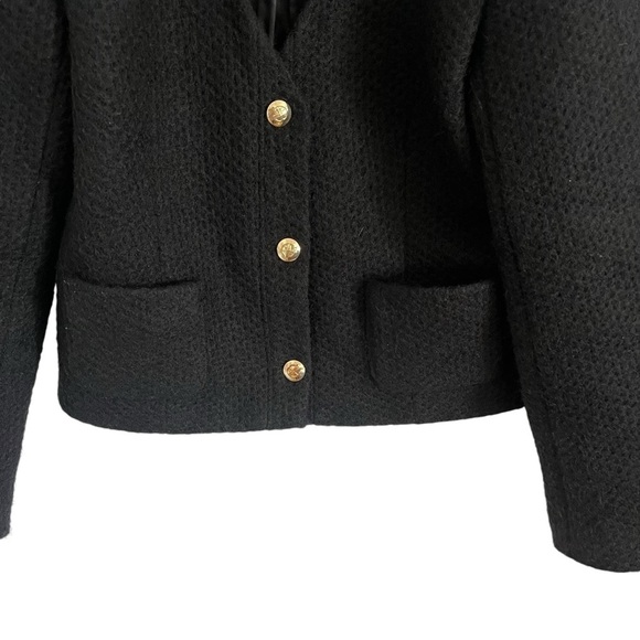 ANINE BING Anitta Black Boucle Tweed Jacket with Gold Buttons - Picture 6 of 11